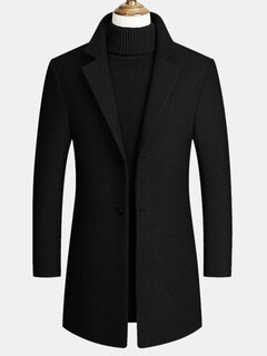 Mens Wool Blends Mid-long Coats Business Casual Wool Trench Coats Cheap -  NewChic